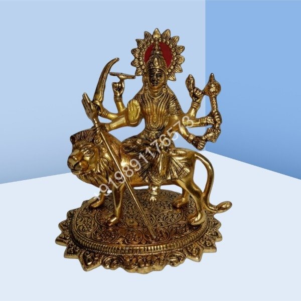 Durga Maa Gold Plated Metal Statue